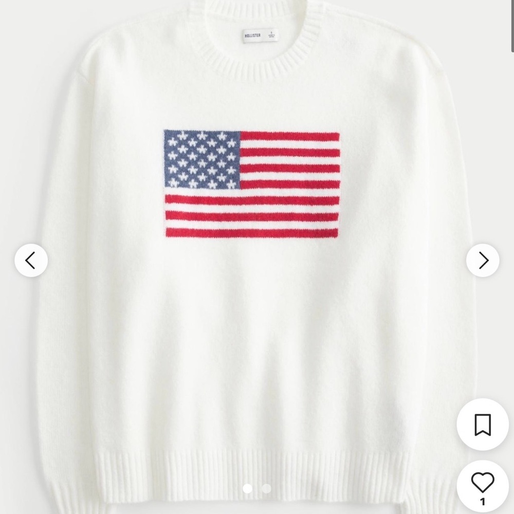 Hollister Oversized US Flag Graphic Crew Sweater